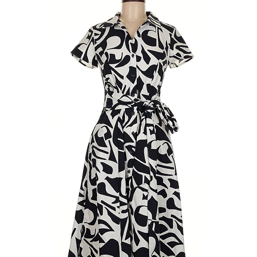NWT Joseph Ribkoff black & white geometric retro style dress, size 8 US